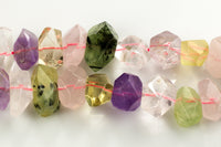 Natural 12x16mm Faceted Nuggets Middle Drilled, Assorted Stones Gemstone Beads