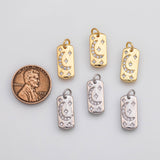 18K Gold pvd Moon sun star rectangle charm - Tarnish Resistant