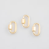 18K Gold PVD 10x20mm Oval Carabiner Screw Clasp , Carabiner Lock Connector, Spring Push Gate Finding 22K - Tarnish Resistant