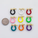 18K Gold PVD Horseshoe U Clasp carabiner screw clasp enamel colors s Charms - Tarnish Resistant