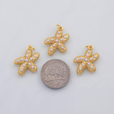 18K Gold PVD Starfish star fish with pearls charm s Charms - Tarnish Resistant
