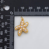 18K Gold PVD Starfish star fish with pearls charm s Charms - Tarnish Resistant