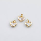 18K Gold PVD White Heart Mother of pearl heart charm s Charms - Tarnish Resistant