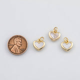 18K Gold PVD White Heart Mother of pearl heart charm s Charms - Tarnish Resistant