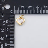 18K Gold PVD White Heart Mother of pearl heart charm s Charms - Tarnish Resistant