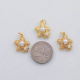 18K Gold PVD Starfish star fish with pearls charm s Charms - Tarnish Resistant