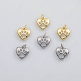 18K Gold PVD Dog Paw paws heart charm s Charms - Tarnish Resistant
