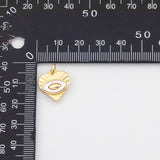 18K Gold PVD Evil eye sunburst heart charm mother of pearl shell charm - Tarnish Resistant