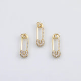 18k GF Clothespin charm bracelet charm necklace pendant minimalist charms cz pave 18K Gold Filled