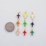 18K Gold PVD Cross charm enamel cross charm s Charms - Tarnish Resistant