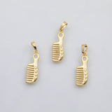 18K Gold PVD Hairbrush comb charm s Charms - Tarnish Resistant