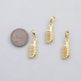 18K Gold PVD Hairbrush comb charm s Charms - Tarnish Resistant