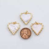 18K Gold PVD Heart charm with mother of pearl face - Tarnish Resistant