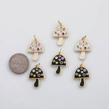 18K Gold PVD Mushroom charm enamel s Charms - Tarnish Resistant