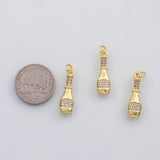 18K Gold PVD 3D Wine bottle charm s Charms - Tarnish Resistant