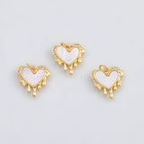 18K Gold PVD Sacred Heart Bleeding melting heart charm with mother of pearl face - Tarnish Resistant