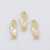 18K Gold PVD Hamsa h of fatima charm with mother of pearl face - Tarnish Resistant