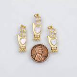18K Gold PVD Hamsa h of fatima charm with mother of pearl face - Tarnish Resistant