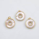 18K Gold PVD Plain Circle Donut ring charm with mother of pearl face - Tarnish Resistant