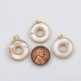 18K Gold PVD Plain Circle Donut ring charm with mother of pearl face - Tarnish Resistant