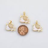 18K Gold PVD Dog charm with mother of pearl face animal charm - Tarnish Resistant