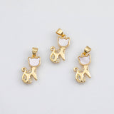18K Gold PVD Cat charm with mother of pearl face animal charm - Tarnish Resistant