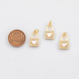 18K Gold PVD Heart charm mother of pearl shell charm - Tarnish Resistant