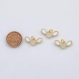 18K Gold PVD Flying heart with wings mother of pearl shell charm - Tarnish Resistant