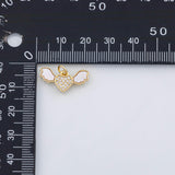 18K Gold PVD Flying heart with wings mother of pearl shell charm - Tarnish Resistant