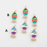 18K Gold PVD Fish Enamel Charm Selection - Tarnish Resistant