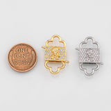 18K Gold PVD Double sided skull carabiner clasp s s Gold Charms - Tarnish Resistant