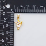18K Gold PVD Bird charm with mother of pearl face animal charm - Tarnish Resistant