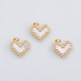 18K Gold PVD Heart charm with mother of pearl face - Tarnish Resistant