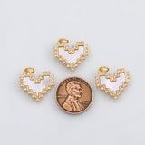 18K Gold PVD Heart charm with mother of pearl face - Tarnish Resistant
