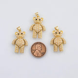 18K Gold PVD Teddy bear charm inlaid with pearls - Tarnish Resistant