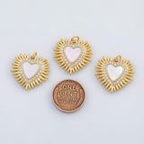 18K Gold PVD Sunburst Heart charm with mother of pearl face - Tarnish Resistant