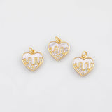 18K Gold PVD Bleeding heart charm with mother of pearl face charm - Tarnish Resistant
