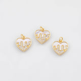 18K Gold PVD Bleeding heart charm with mother of pearl face charm - Tarnish Resistant