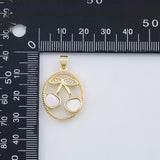 18K Gold PVD Cherry cherries fruit charm with mother of pearl face charm - Tarnish Resistant