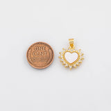 18K Gold PVD Sunburst heart charm with mother of pearl face - Tarnish Resistant