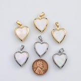 18K Gold PVD Locket heart with mother of pearl face - Tarnish Resistant