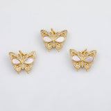 18K Gold pvd Butterfly mother of pearl face charm - Tarnish Resistant