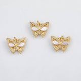 18K Gold PVD Butterfly mother of pearl face charm - Tarnish Resistant