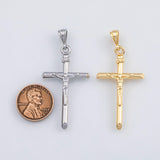 18K Gold PVD Crucifix cross Jesus Christian religious charm - Tarnish Resistant