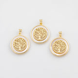 18K Gold PVD Tree of life charm with mother of pearl face charm - Tarnish Resistant