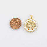 18K Gold PVD Tree of life charm with mother of pearl face charm - Tarnish Resistant