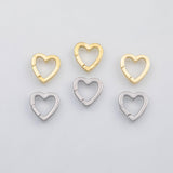 18K Gold PVD Carabiner push clasp heart shape 16x16mm s Charms - Tarnish Resistant