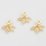 18K Gold PVD Evil Eye Flower Horseshoe Enamel 14K Pendant, Charm - Tarnish Resistant