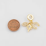 18K Gold PVD Evil Eye Flower Horseshoe Enamel 14K Pendant, Charm - Tarnish Resistant