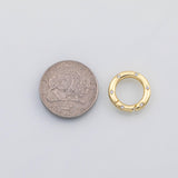 18K Gold PVD Carabiner push clasp round circle ring shape 15mm s Charms - Tarnish Resistant